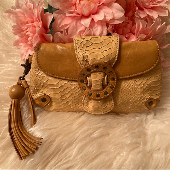 Babee D Clutch Purse Tan Yellow Snakeskin Bundle - Picture 3 of 13